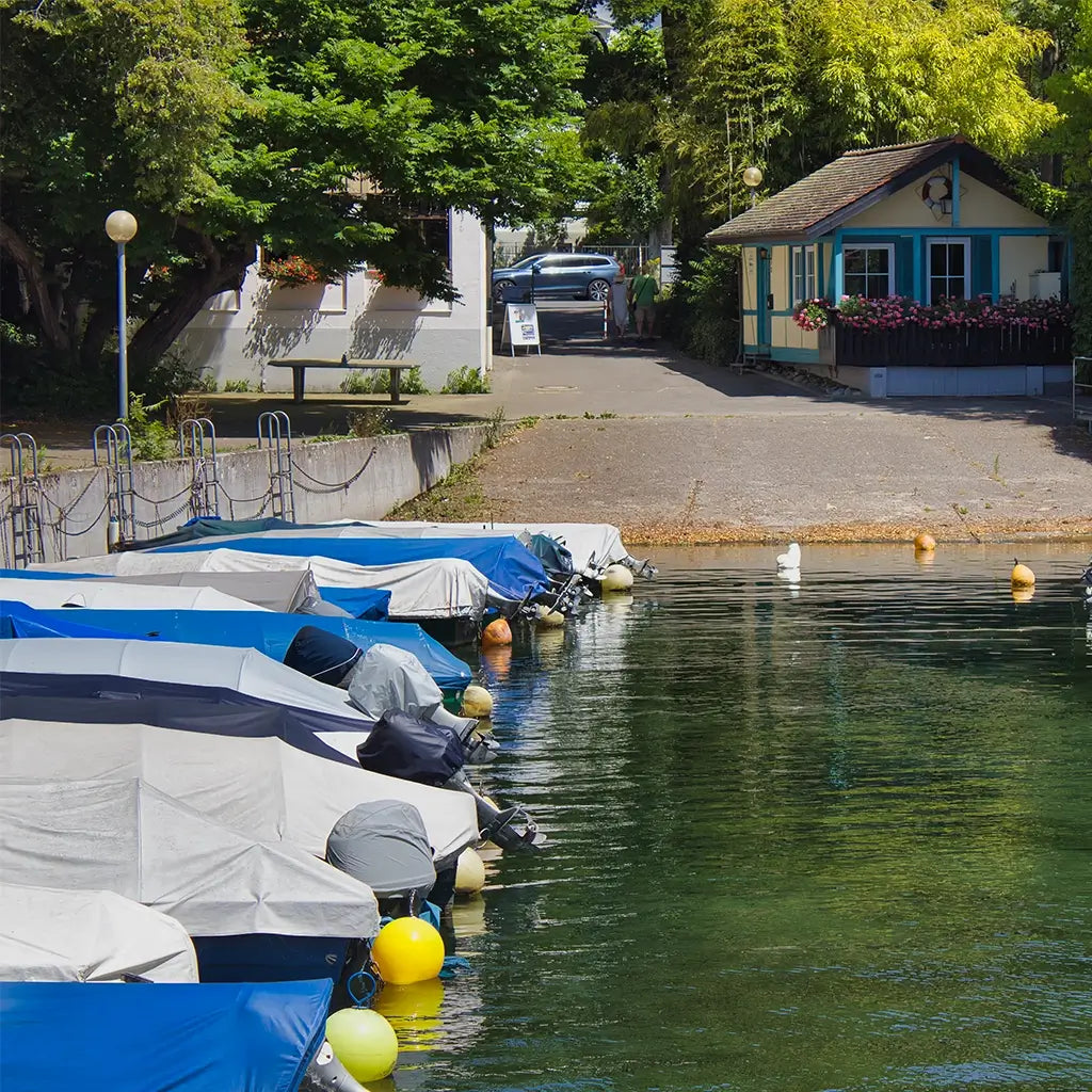 Stockfoto kostenlos Boote, die im Hafen am Bodensee liegen